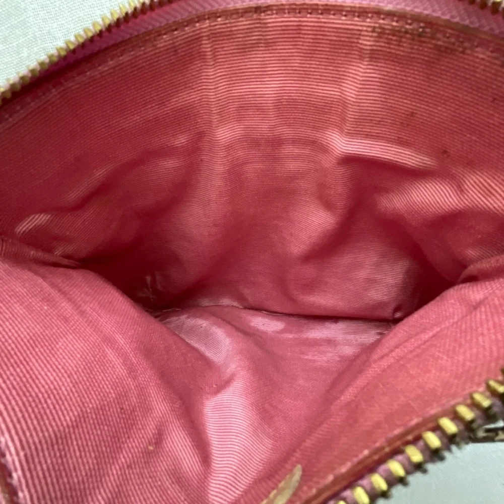 •Abas Pink Lavender Embossed Leather Crossbody Bag ZipClutch Pouch